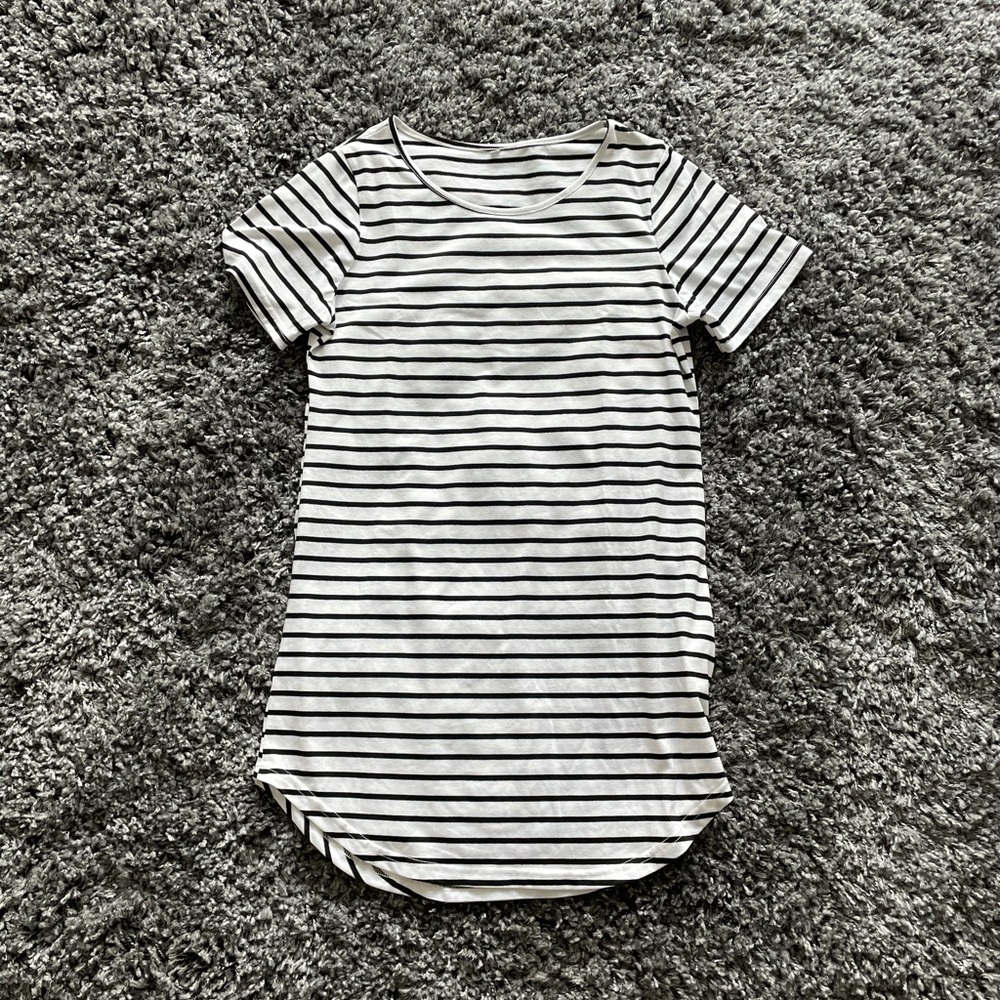 Black and White striped T-Shirt Dress